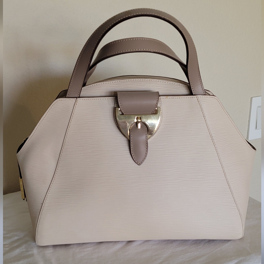 NICOLI Cream and Tan Leather Satchel. Made In Italy